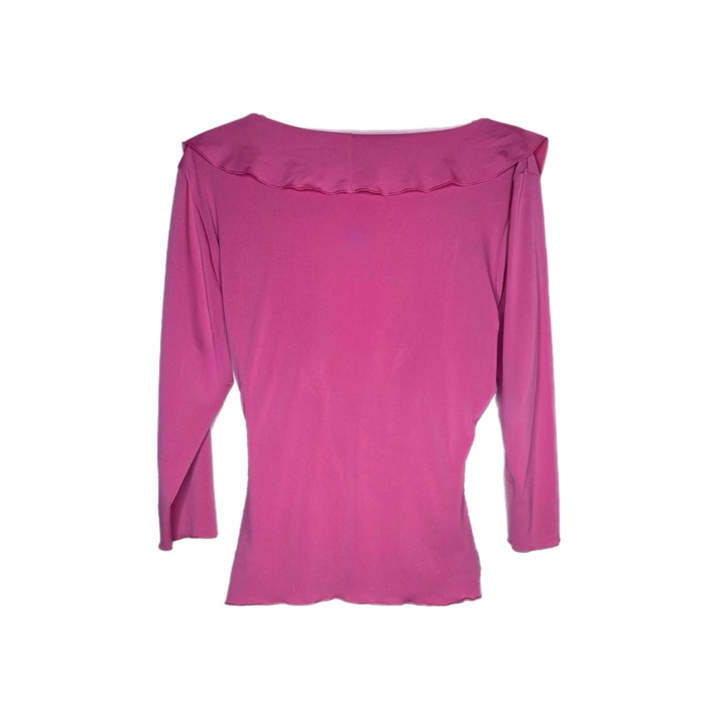 Elegant Pink Ruffle Wrap Top - Picture 2 of 3